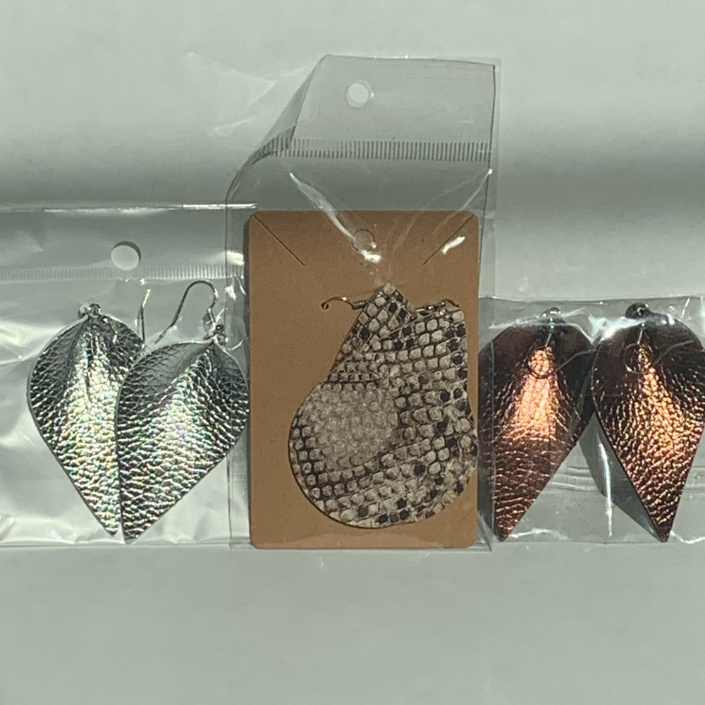 3 pair leather earrings